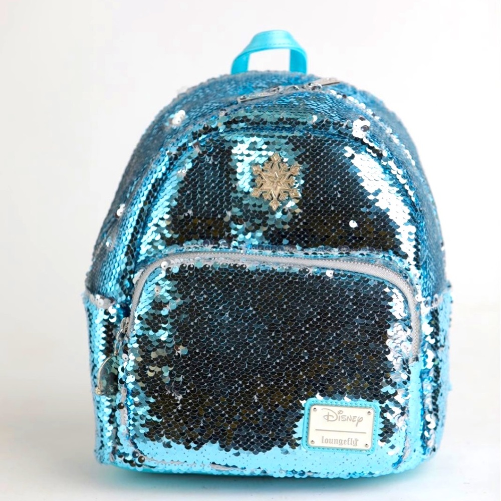 NWT Disney Loungefly Blue Frozen Elsa Mini Backpack‎ with matching Wallet
